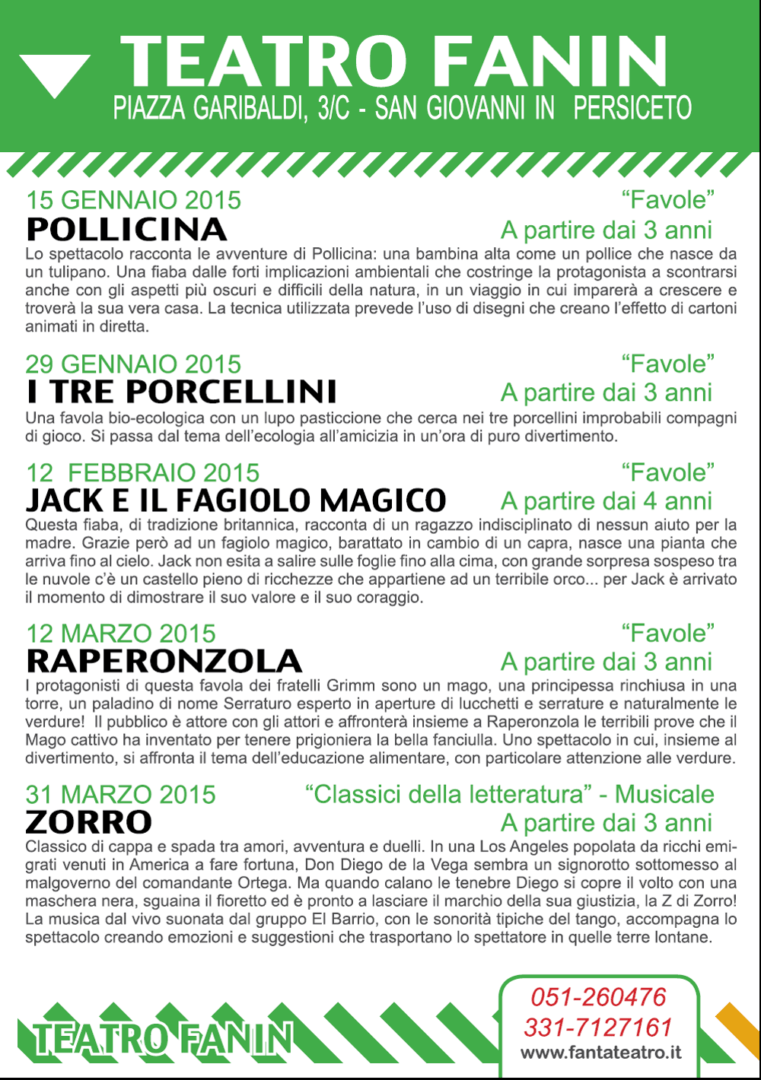 Teatro Fanin (San Giovanni in Persiceto, Bologna) per le scuole Fantateatro
